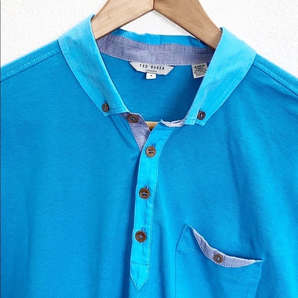 Ted Baker London Blue Men’s Button Polo Shirt - Picture 2 of 14